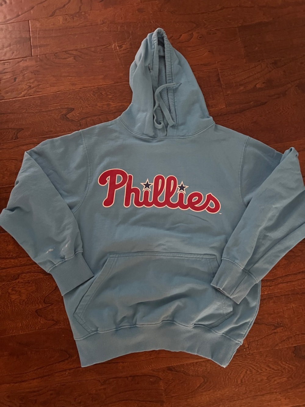 Phillies Light Blue Pullover Hoodie with Red Logo